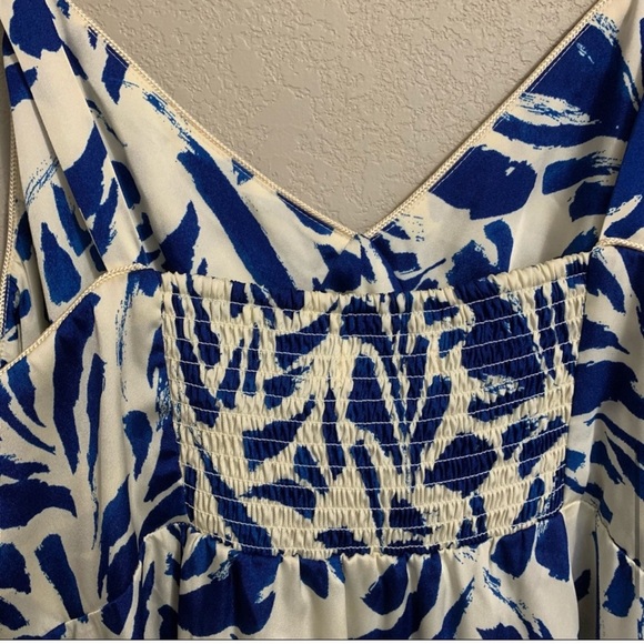 NEW Alexis Blue Botanical Asymmetrical Hem Designer Dress Size 1X - Picture 9 of 11